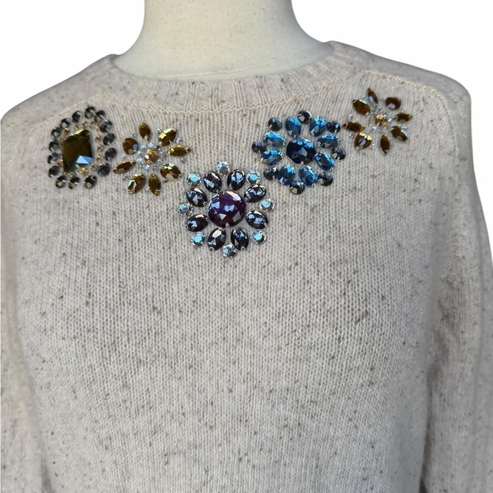 NWOT Y2K J.‎ Crew Jeweled Donegal Wool Crewneck Sweater